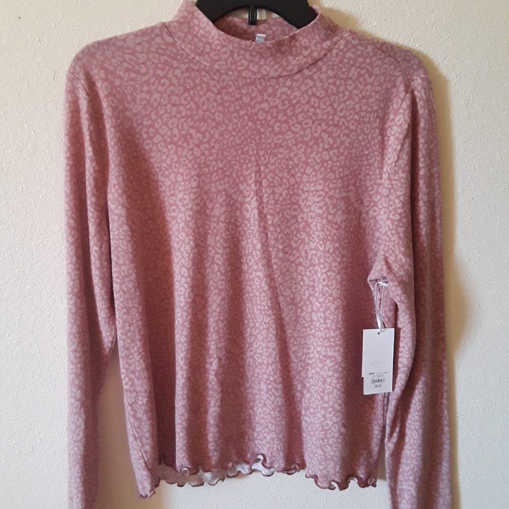 Candies Mock Neck Animal Print Long Sleeve Shirt